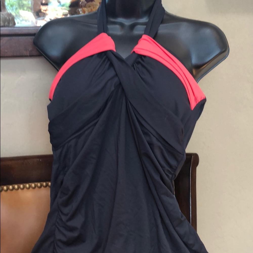 Black and Corel Halter Tankini Top never worn